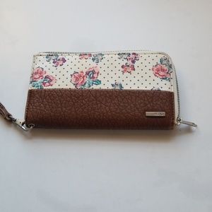 Leather Floral Aeropostle Wrist Wallet